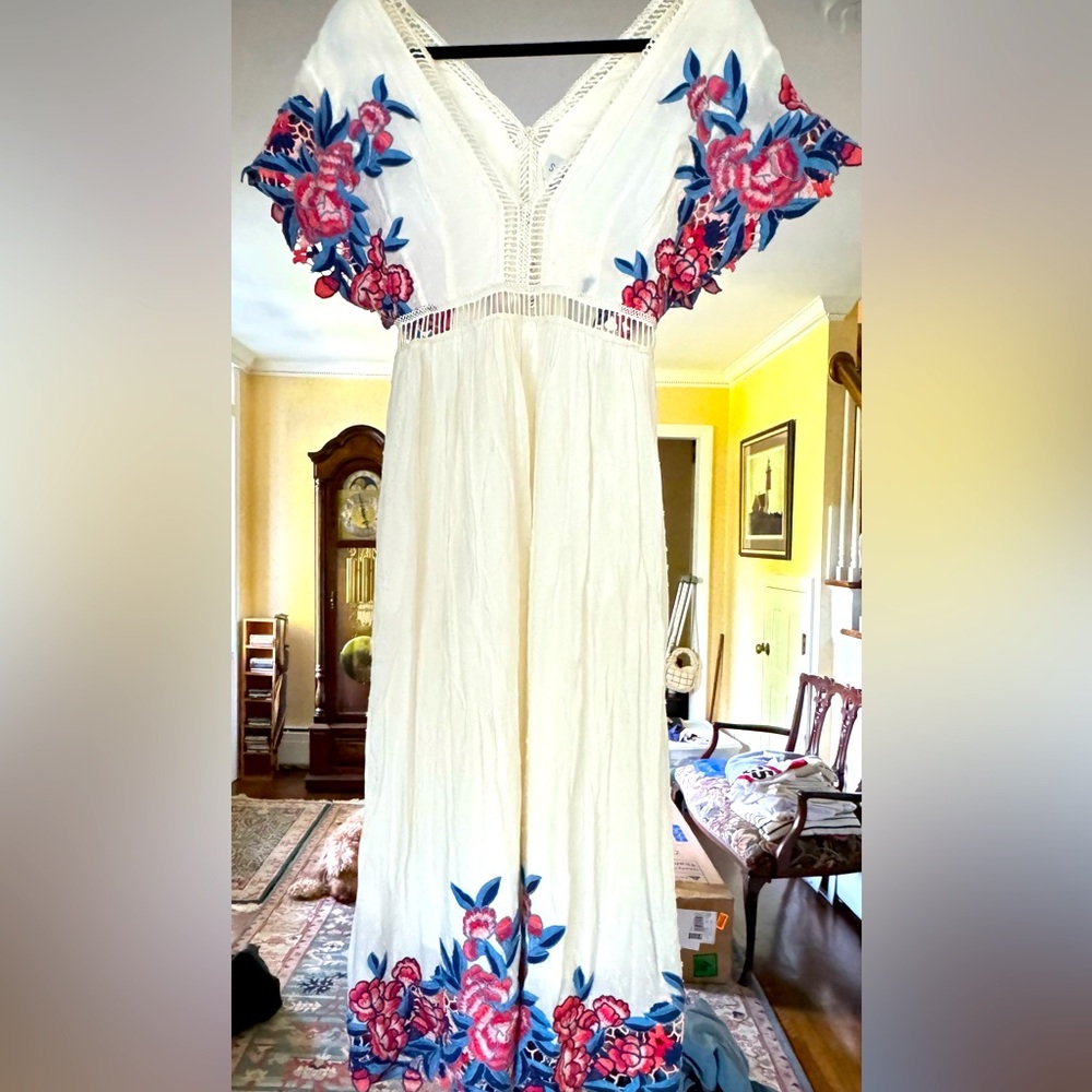 Saylor embroidered white eyelet summer dress